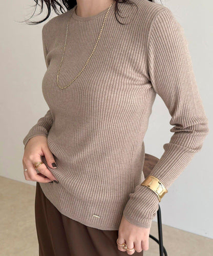 羊毛混紡基礎羅紋針織套頭衫