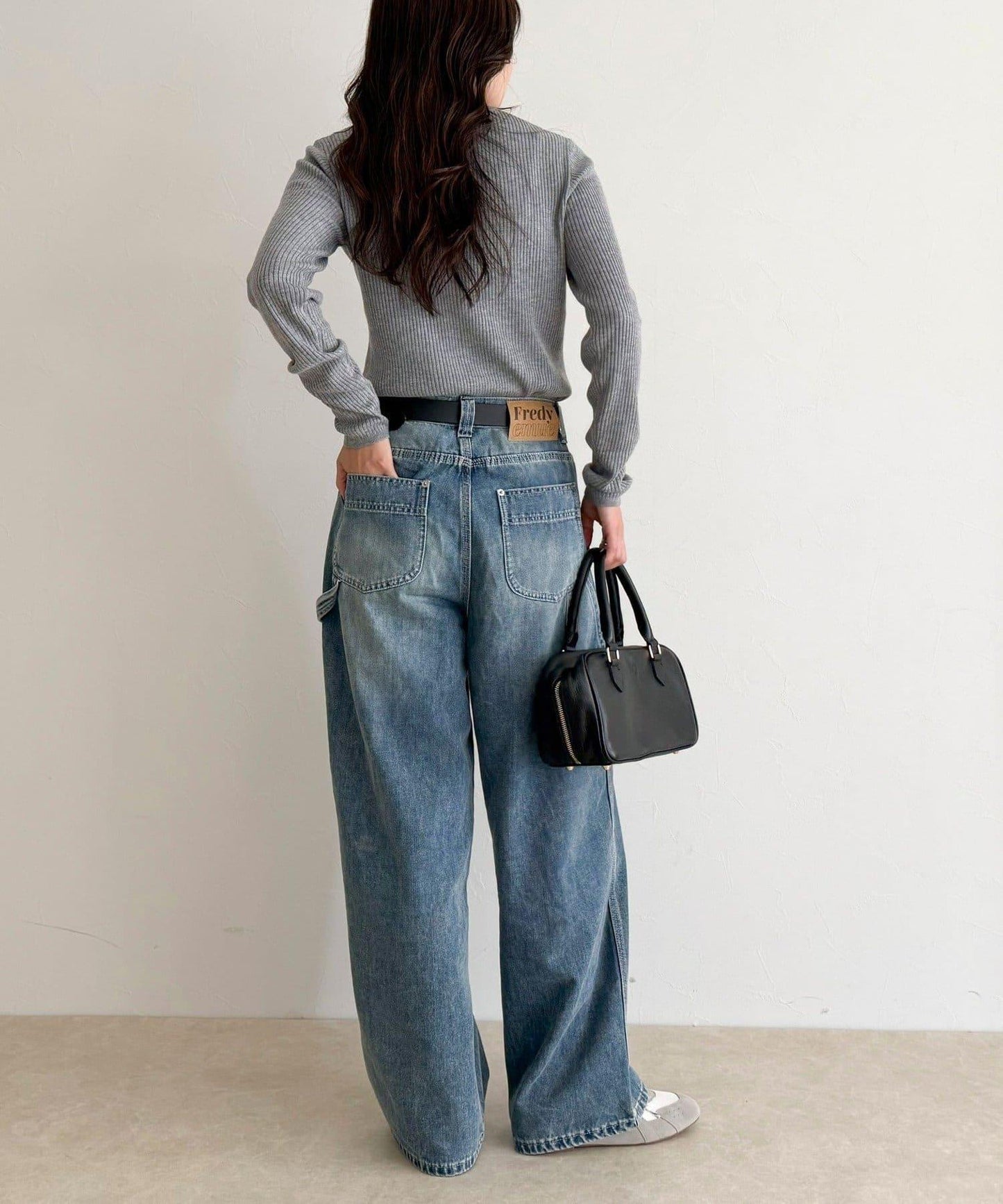 羊毛混紡基礎羅紋針織套頭衫