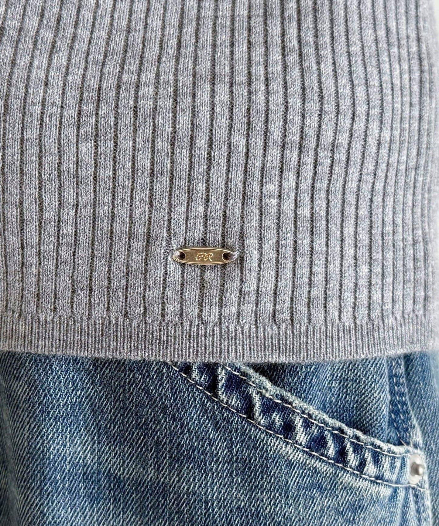 羊毛混紡基礎羅紋針織套頭衫