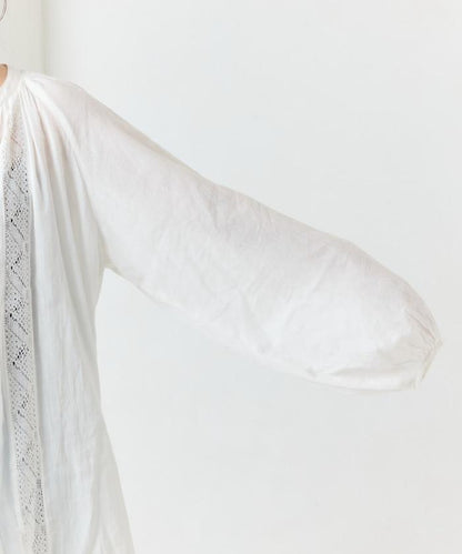 印度蕾絲壓褶長袖襯衫