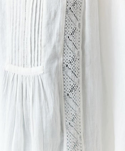 印度蕾絲壓褶長袖襯衫