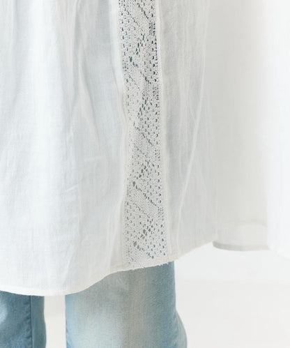 印度蕾絲壓褶長袖襯衫