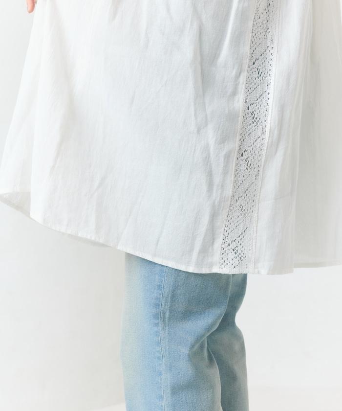 印度蕾絲壓褶長袖襯衫