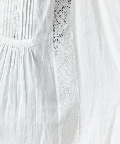 印度蕾絲壓褶長袖襯衫