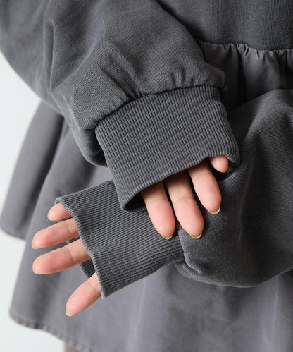 水洗工藝荷葉邊長袖上衣