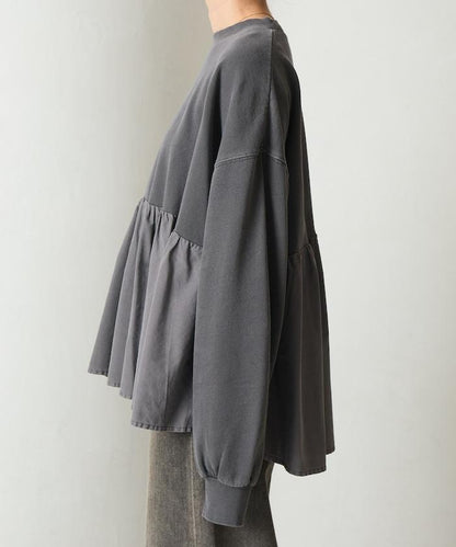 水洗工藝荷葉邊長袖上衣