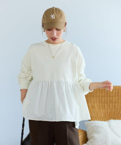 水洗工藝荷葉邊長袖上衣