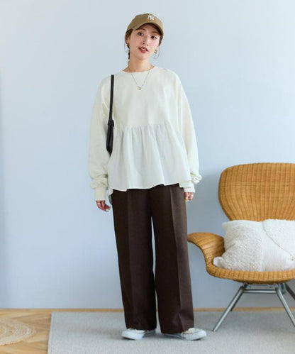 水洗工藝荷葉邊長袖上衣