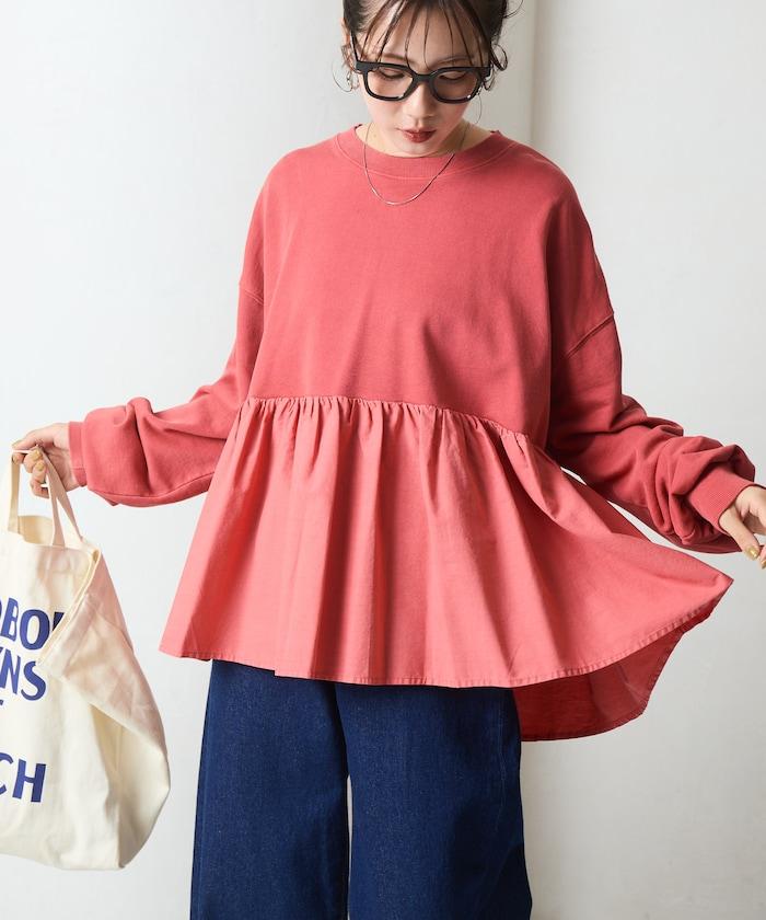 水洗工藝荷葉邊長袖上衣