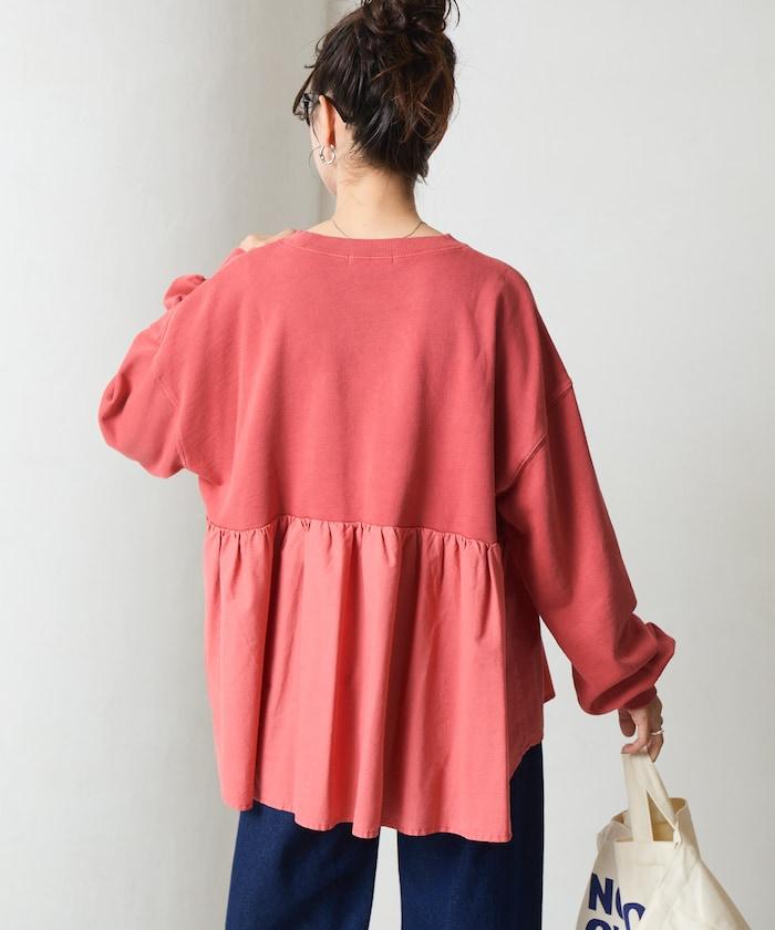 水洗工藝荷葉邊長袖上衣
