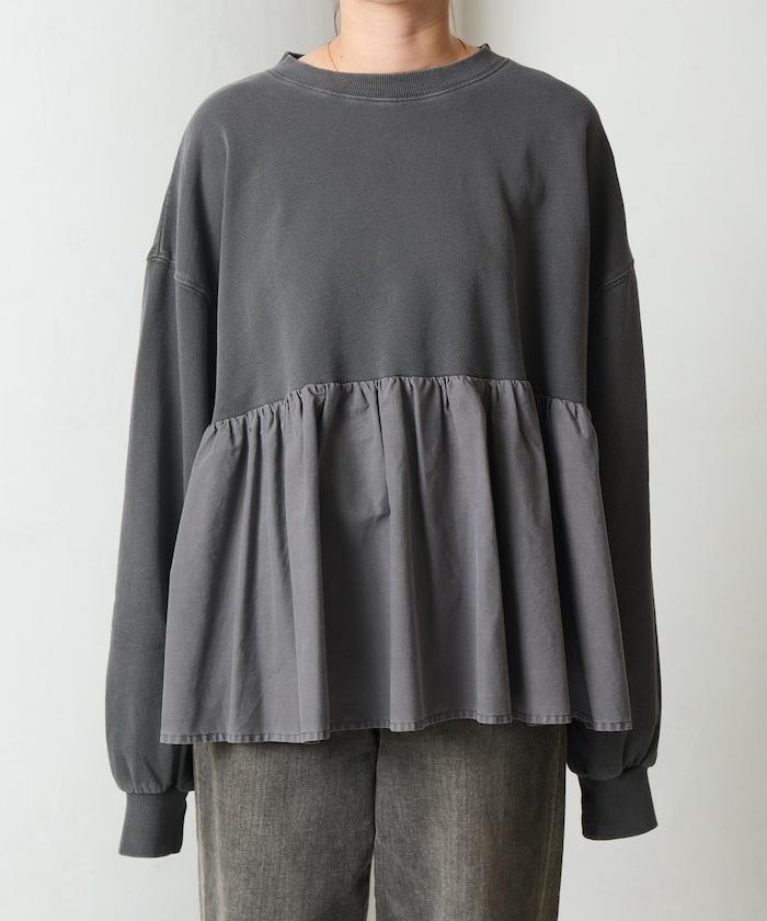 水洗工藝荷葉邊長袖上衣