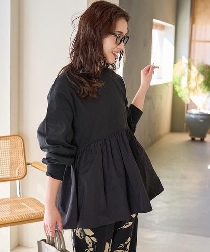 拼接布帛拼接層疊設計套頭衫