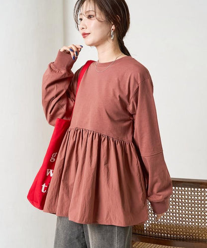 拼接布帛拼接層疊設計套頭衫
