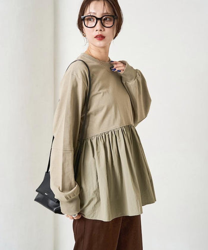 拼接布帛拼接層疊設計套頭衫