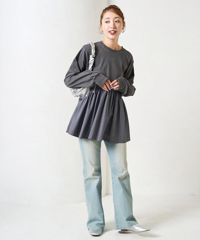 拼接布帛拼接層疊設計套頭衫