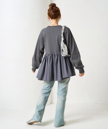 拼接布帛拼接層疊設計套頭衫