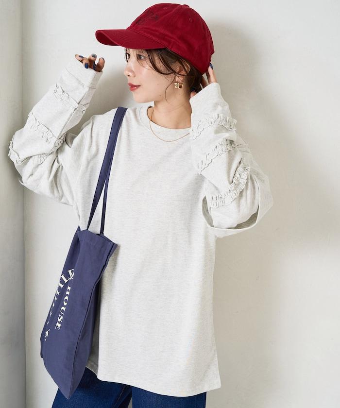 袖部荷葉邊疊層長袖T恤