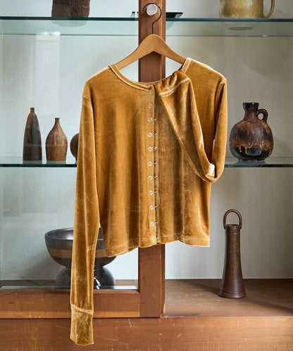 天鵝絨紐扣開衫