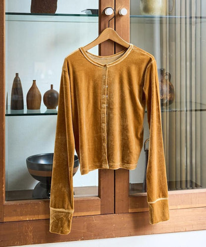 天鵝絨紐扣開衫