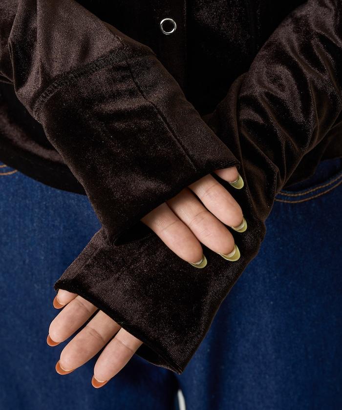 天鵝絨紐扣開衫