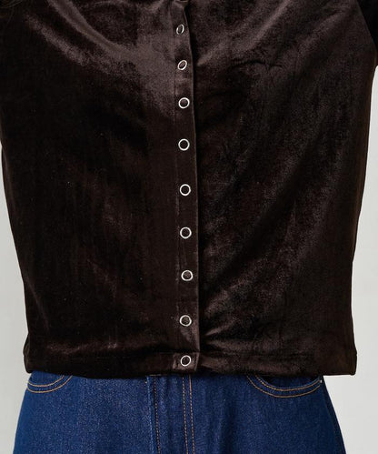 天鵝絨紐扣開衫