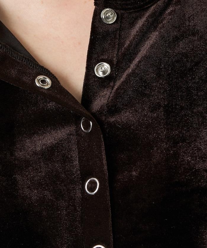 天鵝絨紐扣開衫