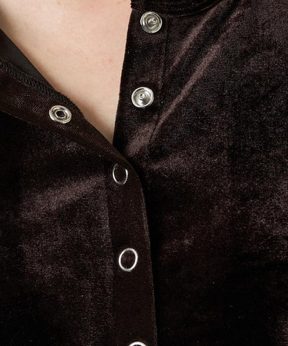 天鵝絨紐扣開衫