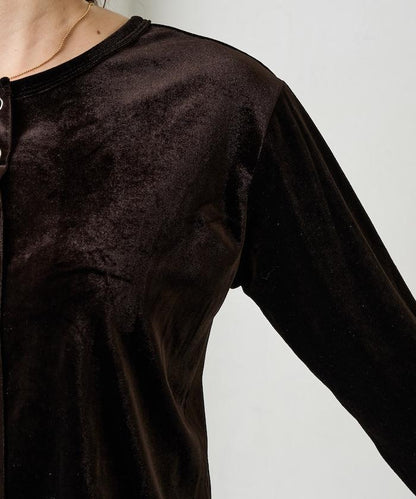 天鵝絨紐扣開衫