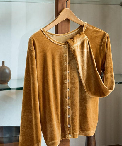 天鵝絨紐扣開衫