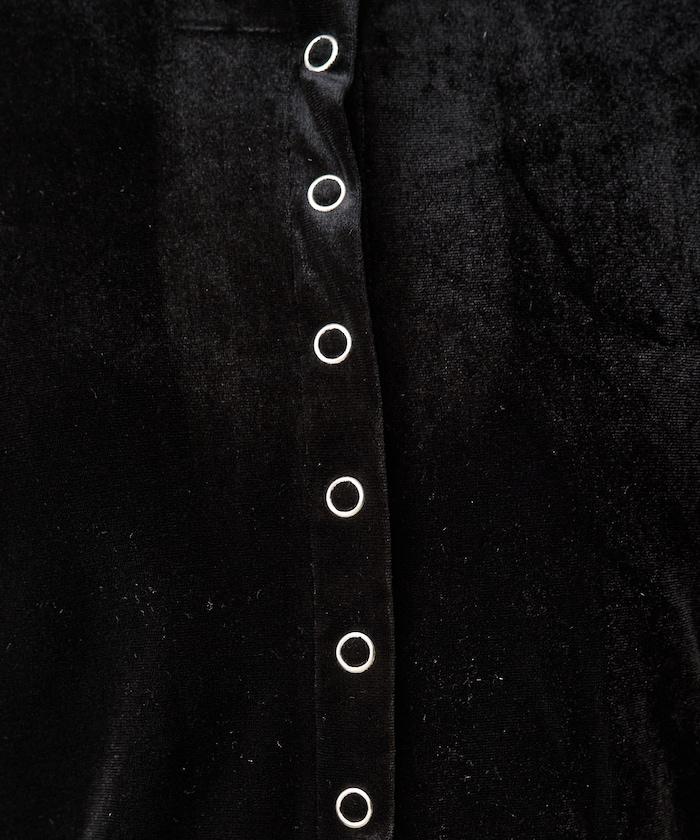 天鵝絨紐扣開衫