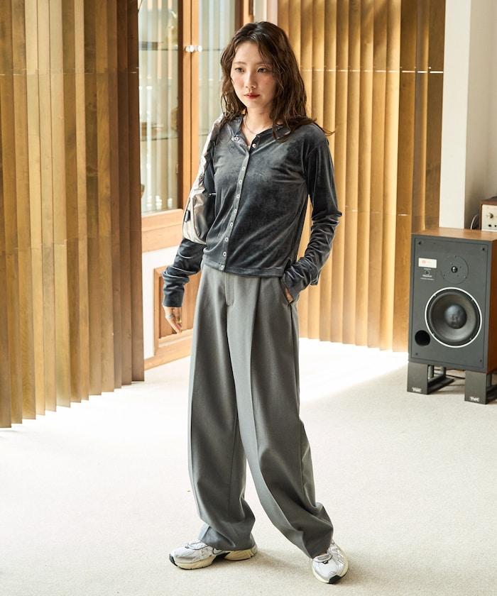 天鵝絨紐扣開衫