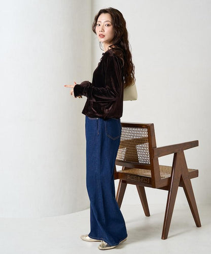 天鵝絨紐扣開衫