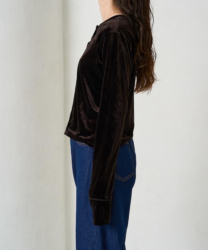 天鵝絨紐扣開衫