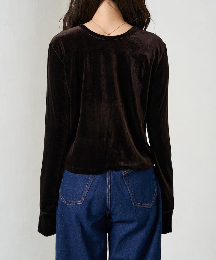 天鵝絨紐扣開衫