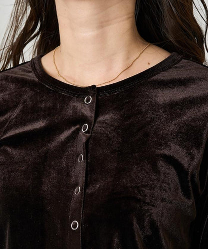 天鵝絨紐扣開衫