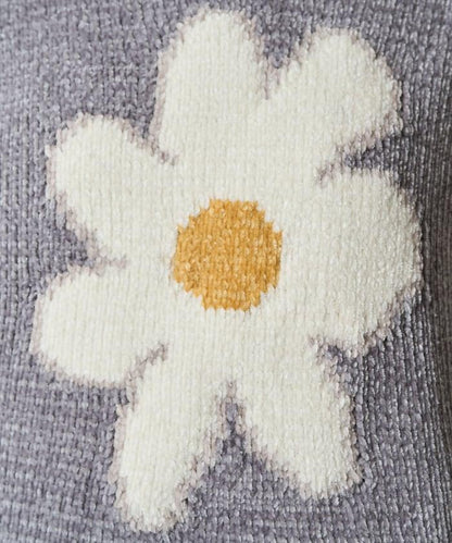 花卉絨球針織套頭衫