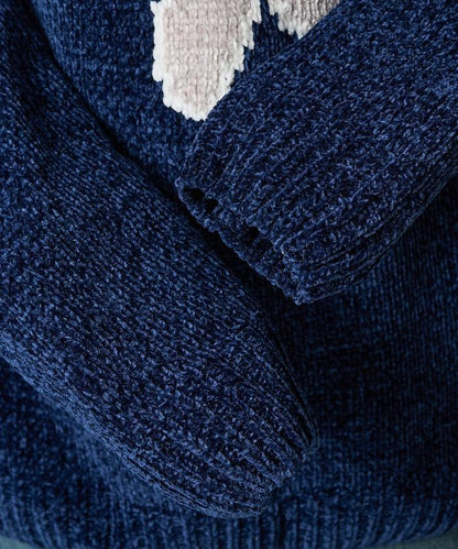 花卉絨球針織套頭衫