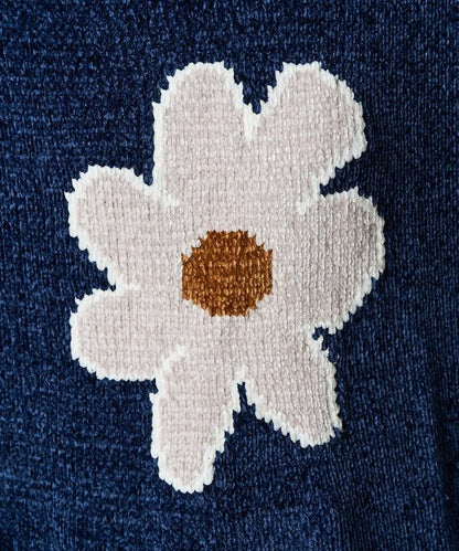 花卉絨球針織套頭衫