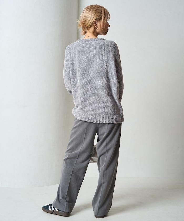 花卉絨球針織套頭衫