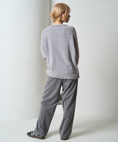 花卉絨球針織套頭衫