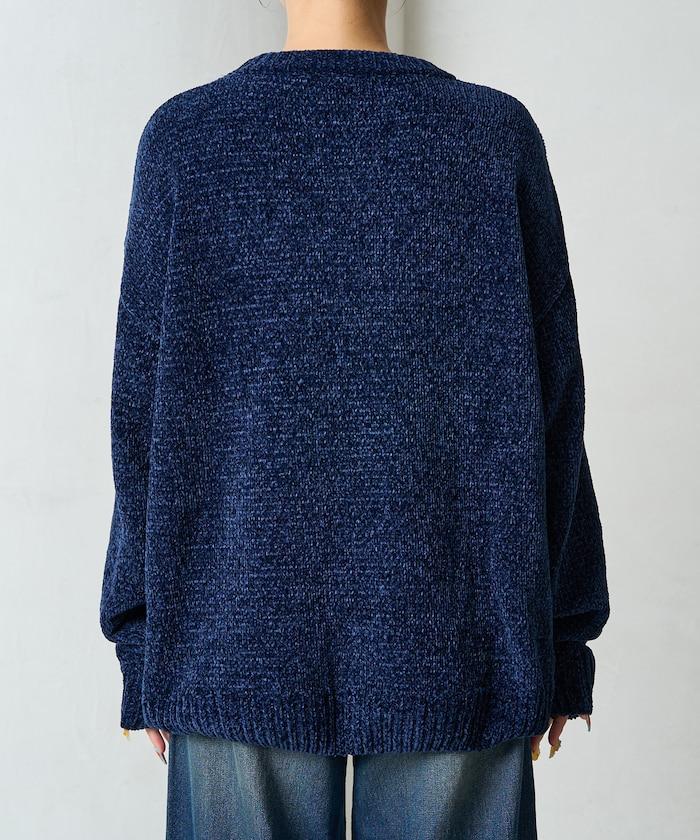 花卉絨球針織套頭衫