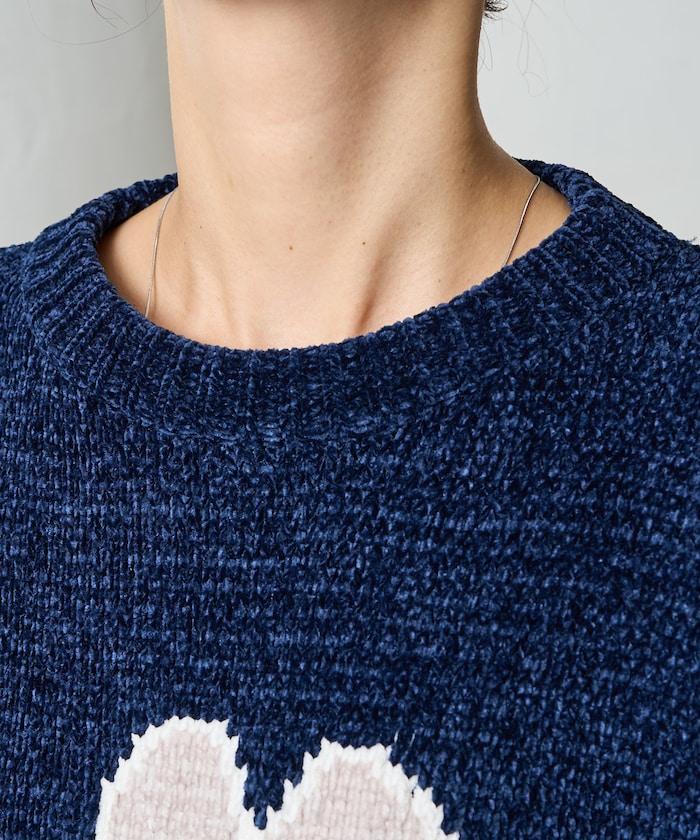 花卉絨球針織套頭衫