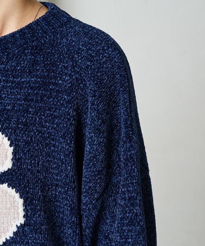 花卉絨球針織套頭衫