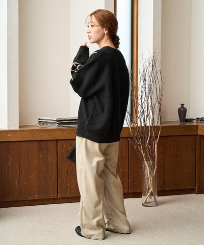 刺繡花卉圖案針織套頭衫