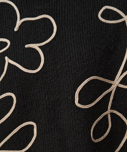 刺繡花卉圖案針織套頭衫