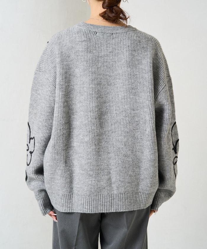 刺繡花卉圖案針織套頭衫