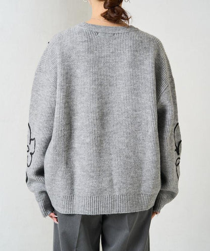 刺繡花卉圖案針織套頭衫