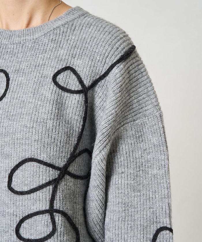 刺繡花卉圖案針織套頭衫