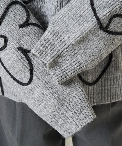 刺繡花卉圖案針織套頭衫