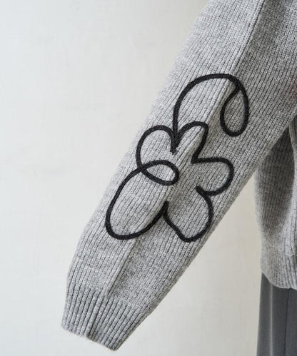 刺繡花卉圖案針織套頭衫